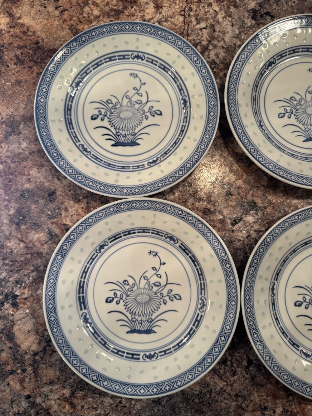 Vintage Tienshan Rice Flower porcelain salad plates - Picture 2 of 5